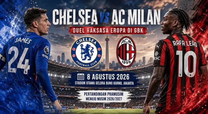 Laga Pramusim Chelsea vs AC Milan akan digelar di GBK